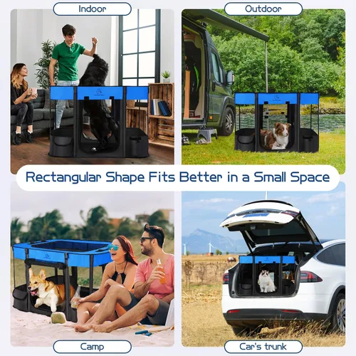 Miniatura 7 de Corralito para perros, corralito para mascotas, corralito plegable para cachorros y gatos, jaula de camping portátil para ejercicio, cubierta