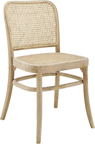 Miniatura 10 de Modway Winona Elm - Asiento de ratán de caña de madera, silla auxiliar de comedor, color negro