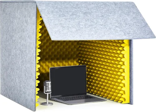 Miniatura 8 de Pushglossy Cubierta insonorizada de escritorio, cabina de grabación vocal portátil, cabina de aislamiento de micrófono vocal, cubo para podcasts