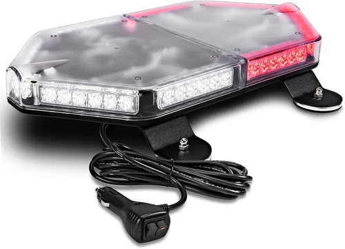 NanoFlare NFMB56 Mini Barra de Luz Estroboscópica LED Roja Blanca de 17" 12V 56W [Clase SAE 1] [Imán/Montaje Permanente] Barra de Luz de Baliza de