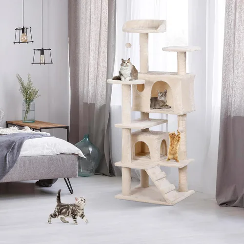Miniatura 8 de Árbol de 54 pulgadas para gatos de interior, varios niveles, torre de condominio, muebles, casa de juegos para gatitos con postes rascadores