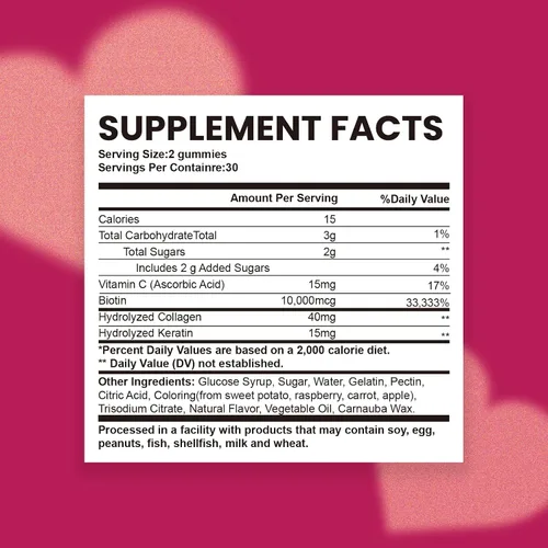 Miniatura 5 de Biotin - Gomitas de colágeno de queratina de 10000 mcg, suplementos para el cabello, uñas, vitaminas diarias para el crecimiento de las uñas