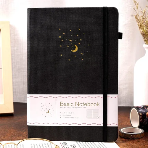 Miniatura 8 de CAGIE Cuaderno rayado para trabajo, cuaderno de tapa dura para escribir, mujeres y hombres, diario para tomar notas con lazo para bolígrafo