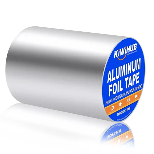 Miniatura 10 de Cinta de papel de aluminio, 3 pulgadas x 65 pies (3.9 mil), cinta HVAC resistente, cintas metálicas adhesivas aislantes para conductos, tubos