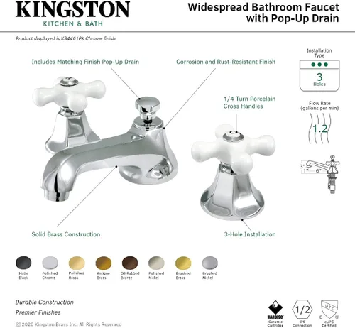 Miniatura 7 de Kingston Brass KS4468PX - Grifo de baño extendido de 8 pulgadas, níquel cepillado Cromo pulido