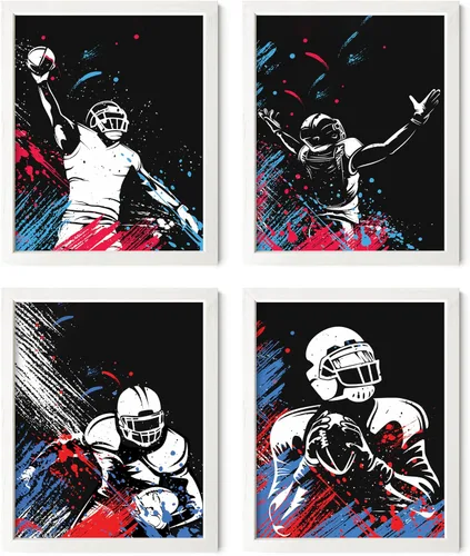 Miniatura 56 de Impresiones artísticas de fútbol americano para pared, juego de 5 (8x10) carteles de fútbol americano sin marco, decoración de sala de fútbol Niños