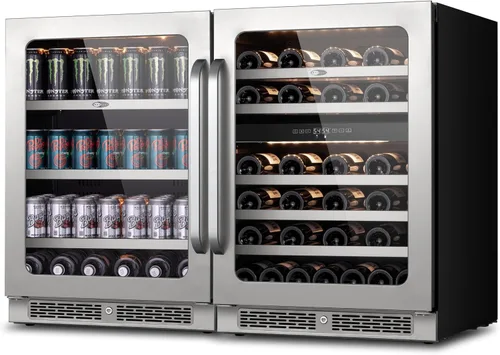 Miniatura 14 de Refrigerador de vino de 15 pulgadas, 29 botellas, refrigerador de vino de doble zona debajo del mostrador con puerta de vidrio, 3 LED integrados