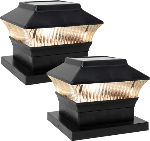 Miniatura 14 de Luces solares para tapa de poste (paquete de 2) – LED blanco cálido de 25 lúmenes, se adapta a 3.5 x 3.5 pulgadas y 4 x 4 pulgadas de madera/vinilo