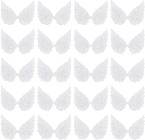 Miniatura 7 de GORGECRAFT 20 piezas de alas de ángel con purpurina en relieve, apliques de plumaje con lentejuelas, parches para coser en mochilas, adornos