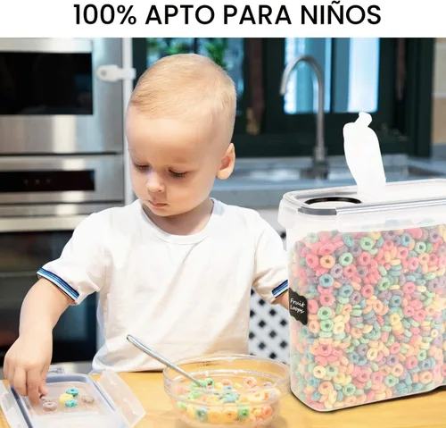 Miniatura 7 de FOOYOO Juego de recipientes para cereales – 3 piezas herméticas grandes para cereales secos (135.2 onzas), dispensador sin BPA, recipientes