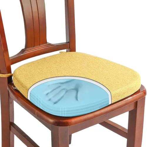Miniatura 10 de SINOSSO Paquete de 4 cojines de espuma viscoelástica para sillas de comedor, tela tejida amigable de 16 pulgadas en forma de U, cómodas almohadillas
