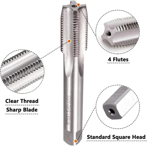 Miniatura 2 de M16 X 1.5 Métrico Grifo y Troquel Set M16 X 0.059 in HSS Recto Estriado Máquina Rosca Mano Derecha Tornillo Macho y Troquel de Roscado Redondo