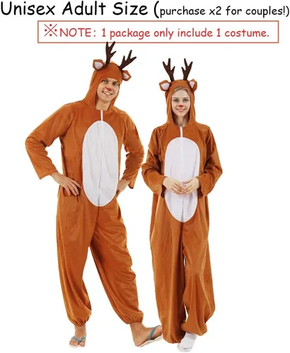 Miniatura 3 de ReneeCho Pijama de Navidad con reno para adultos, disfraz de ciervo para hombre y mujer
