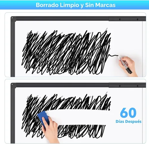Miniatura 3 de maxtek - Pizarra blanca rodante, pizarra blanca magnética grande de 48x36 con soportes, gran pizarra blanca de doble cara de borrado en seco