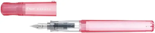 Miniatura 3 de Pilot - Pluma estilográfica Kakuno Family Series Kakuno Mama, punta fina roja transparente FKA-1SR-KMR-F con adhesivo Kanji LOVE de 5.15 x 0.59 x