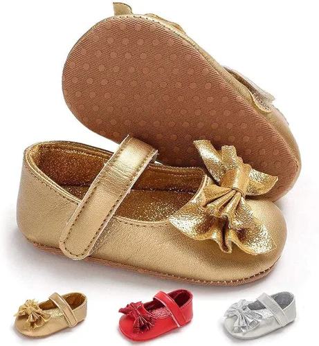 Miniatura 3 de BABITINA Zapatos para bebé niña Mary Jane planos con lazo antideslizante para primer camino zapatos de vestir para bebés