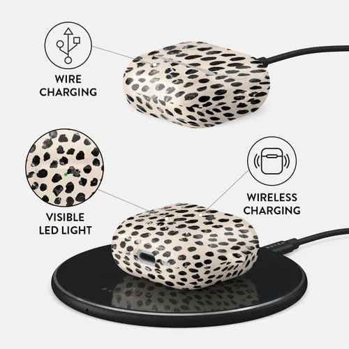 Miniatura 3 de Burga Funda rígida para Airpod compatible con Apple Airpods 4, estuche de carga, patrón minimalista de lunares - Funda protectora de plástico duro