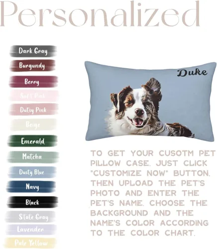 Miniatura 2 de Funda de almohada con foto personalizada, funda de almohada personalizada de gatos y perros, fundas de cojín impresas de dos caras de 14 x 20