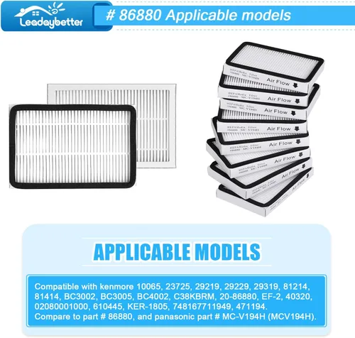 Miniatura 2 de Leadaybetter Paquete de 8 filtros HEPA de repuesto para aspiradora Sears Kenmore EF-2, repuesto de pieza #86880..