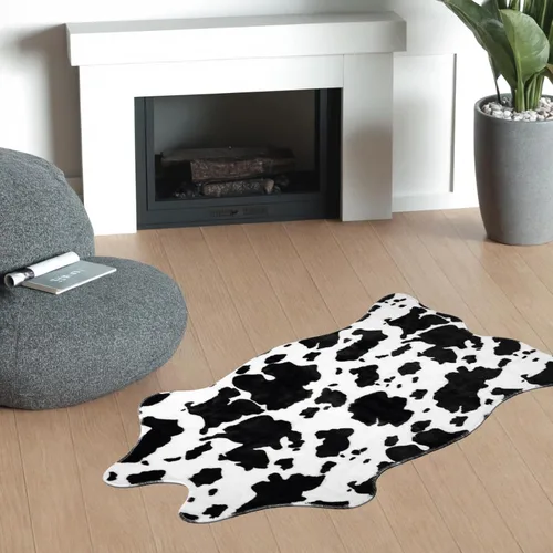 Miniatura 6 de MACEVIA Alfombra de piel de vaca sintética, bonita alfombra con estampado de vaca, alfombra de área animal, decoración occidental para sala