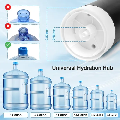 Miniatura 3 de Dispensador de botellas de agua de 5 galones Joyhill, bomba de botella de agua de carga USB, bomba dispensadora de agua portátil para acampar Blanco