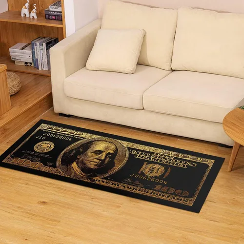 Miniatura 2 de GUBIYU Alfombra de baño negra para baño, alfombra negra y dorada, alfombra de área grande, alfombra de área moderna, alfombra de piso de cien