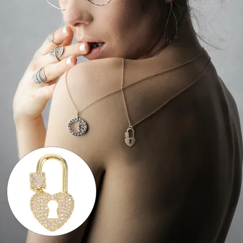 Miniatura 9 de EXCEART Cierre de collar de ojo de cerradura de corazón, conector de joyería duradero para fabricación de joyas de bricolaje, ligero, compacto
