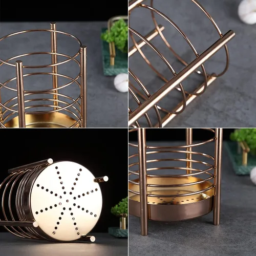 Miniatura 7 de Soporte para utensilios de cocina de cobre para encimera de cocina, utensilios de acero inoxidable, organizador de almacenamiento de utensilios