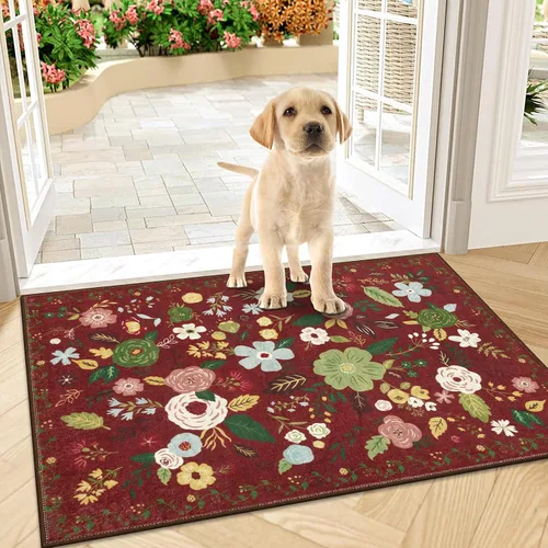 Miniatura 94 de U'Artlines Alfombra de Área Bohemia Lavable, 2x3 Pequeña Suave Antideslizante Vintage Felpudo para Puerta Frontal Interior Alfombra Verde