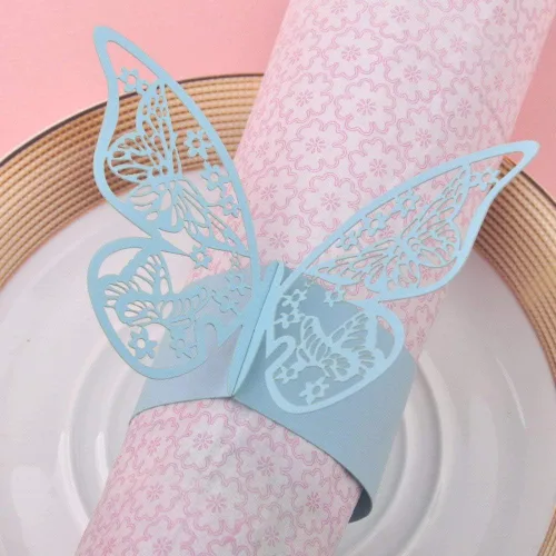 50 servilleteros de mariposa cortados con láser para cenas, mesas, diarios, bodas, aniversarios, fiestas, decoración de baby shower, suministros de