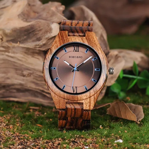Miniatura 2 de BOBO BIRD Relojes de madera de diseño especial para hombre, relojes deportivos de cuarzo