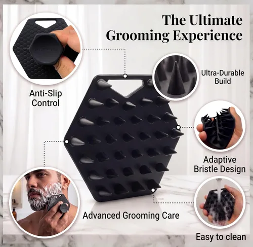 Miniatura 3 de The BEARD BLACK Limpiador de barba de silicona – Cepillo de limpieza profunda para barba para hombres – Exfoliante facial manual para eliminación