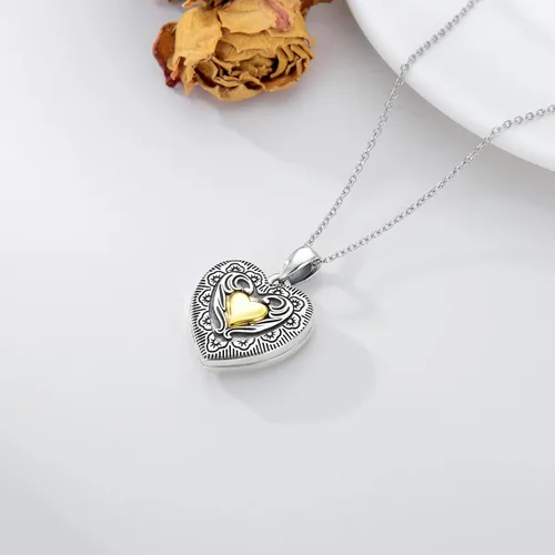 Miniatura 3 de Medallón de fotos con forma de corazón que sostiene 2 imágenes, collar con medallón en forma de corazón, joyería conmemorativa, regalo para mujeres