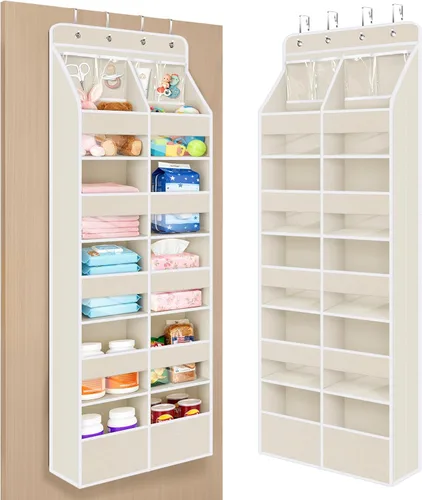 Miniatura 26 de Univivi Organizador para colgar sobre la puerta con 5 estantes de tela, organizador de almacenamiento para puerta con 4 bolsillos grandes y 3