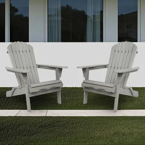 Miniatura 10 de Juego de 2 sillas Adirondack plegables de madera para jardín y exteriores, construcción de madera de cedro maciza, cómodos reposabrazos y respaldo