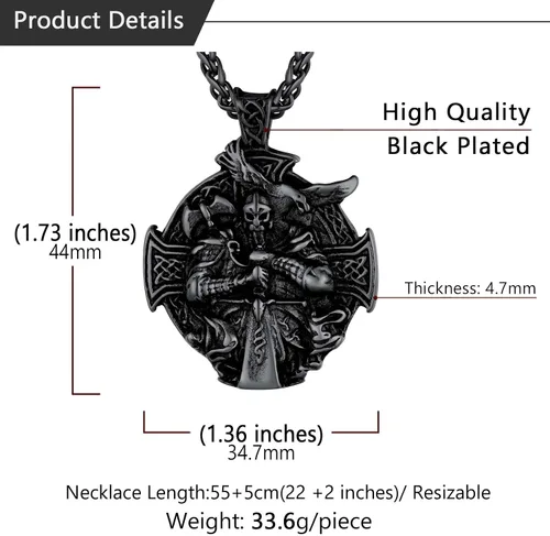 Miniatura 5 de U7 Wiccan Necklace Pagan Pendant Men Women Stainless SteelBlack18K Gold Plated PentagramNorse VikingRaven Occult Necklaces