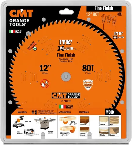 Miniatura 4 de CMT P12072 ITK Plus Hoja de sierra de acabado, 12 x 72 dientes, 10° ATB+cizalla con orificio de 1 pulgada