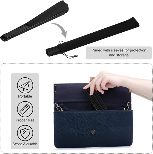 Miniatura 4 de Aodaer Paquete de 4 abanicos decorativos chinos de Kung Fu Tai Chi para hombres y mujeres, color negro