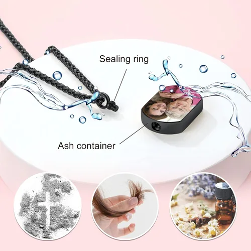 Miniatura 102 de FindChic Collares personalizados con urna para cenizas, barra vertical, gato, luna, reloj de arena, garra de perro, acero inoxidable, chapado en oro