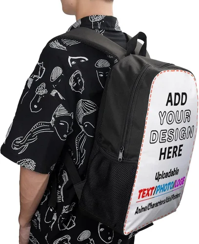 Miniatura 6 de Mochila personalizada con texto de imagen y foto, personaliza mochila de viaje para laptop para hombres y mujeres, bolsa de hombro casual de 17