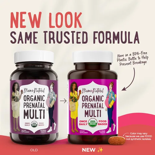 Miniatura 9 de Mama Natural Paquete prenatal – Vitaminas prenatales orgánicas para mujeres + probióticos seleccionados específicamente para el embarazo