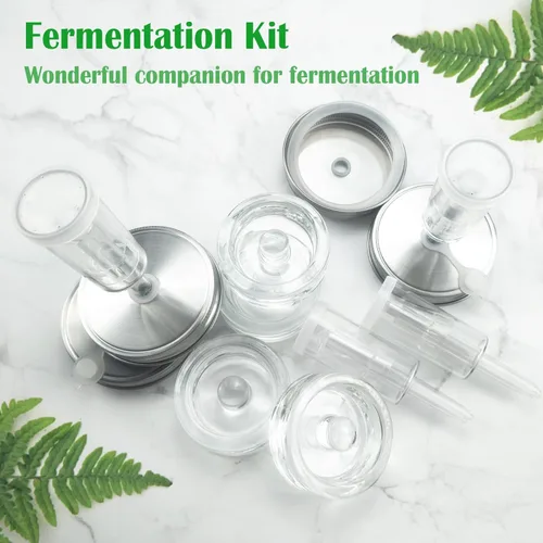 Miniatura 6 de Kit de fermentación, tapas de fermentación de acero inoxidable y pesos de vidrio para tarros Mason de boca ancha de 3.386 in (sin frascos)