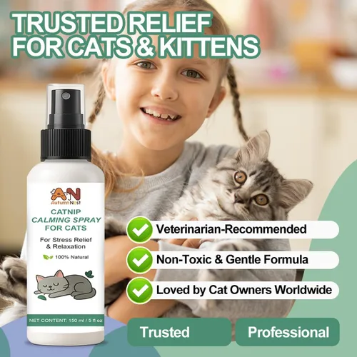 Miniatura 9 de Spray calmante para gatos con menta natural – 5.1 fl oz relajante para mascotas para gatos y gatitos – Ayuda a reducir el estrés, la ansiedad