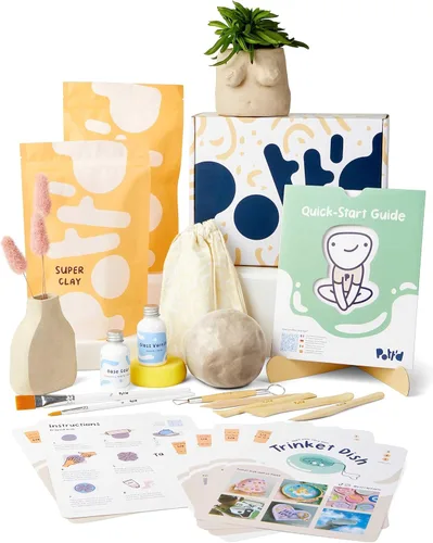 Miniatura 9 de Pott'd Arcilla seca al aire para adultos. Kit de cerámica casera para principiantes para adultos. Manualidades de bricolaje incluye: arcilla seca al