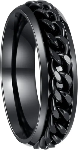 Miniatura 140 de Anillos giratorios para la ansiedad para hombre, anillos clásicos de cadena para mujeres y adultos, anillo de acero de titanio