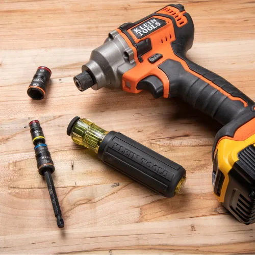 Miniatura 6 de Klein Tools 32910 Destornillador de Impacto, Juego de Dados de Impacto SAE 7 en 1 con Mango, Dado Giratorio con Tamaños de Destornillador de Tuerca