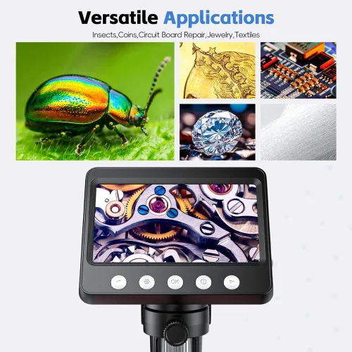 Miniatura 8 de Microscopio digital de 4.3 pulgadas para adultos, microscopio de moneda SKYEAR 1000X con 8 luces de relleno LED ajustables, microscopio USB