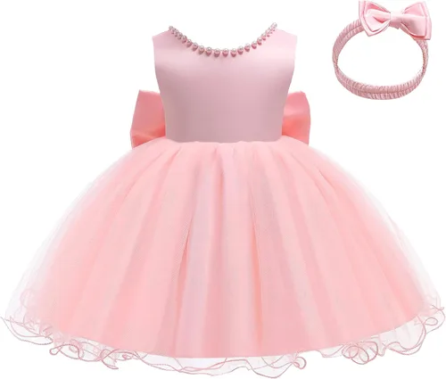 Miniatura 3 de LZH Vestido de encaje con volantes y lazo sin espalda con sombrero, para concurso, fiesta, flores, vestidos de novia
