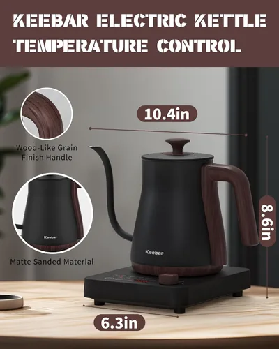Miniatura 7 de Hervidor eléctrico, hervidor eléctrico de cuello de cisne con 6 ajustes preestablecidos de temperatura y pantalla LED, 0.8L/27.05oz, pico ultrafino