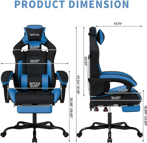 Miniatura 3 de Silla de juegos con reposapiés, sillas de juegos de cuero de PVC ergonómica, silla de jugadores de oficina, reposacabezas soporte lumbar